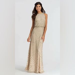 Adrianna Papell beaded nude dress